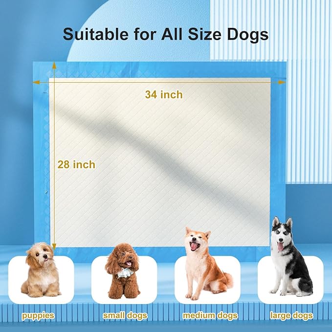 Gardner Pet Ultra Absorbent Thicker Dog Pee Pads Extra Large XL 28"x34" Leak-Proof Odor-Control Blue Puppy Training Pads Full Edge-Wrapping Pad for Dogs Dogs, Puppies, Doggie, Cats, Rabbits - 50 Ct-PurrikoPets