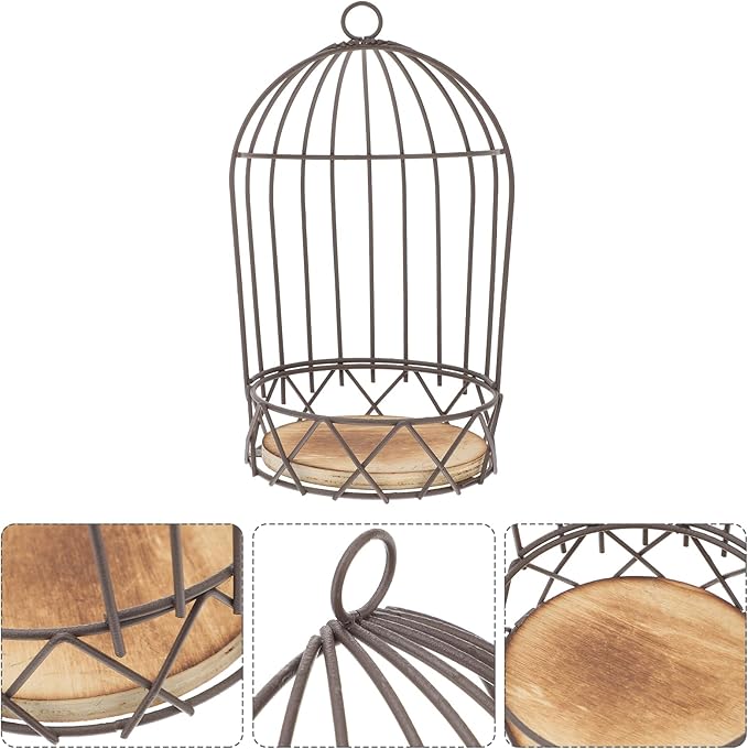 Farmhouse Birdcage Candle Holder Bird Cage Decor Lanterns Decorative Metal Candlestick Vintage Bird Cage Planter Holder Tealight Hanging Birdcage Lantern Flowerpot for Wedding Table Decor-PurrikoPets
