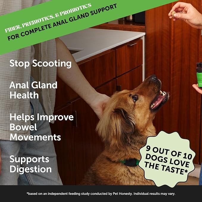 Dog Scoot Stopper - Complete Anal Gland Support with Fiber, Prebiotics & Probiotics - No Scoot for Dogs (90 ct)-PurrikoPets