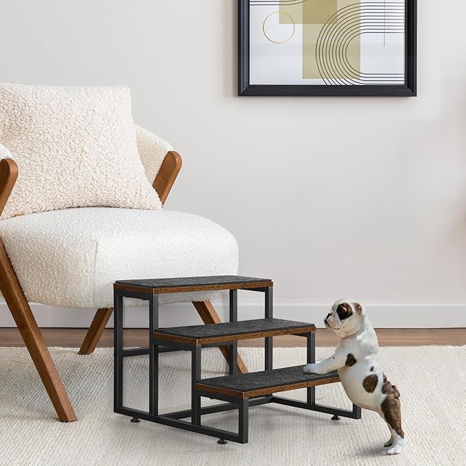 Dog Stairs for Small Dogs 3 Steps Pet Stairs Dog Stairs Steps for Couches High Beds, Non-Slip Indoor Dog Ramp, Holds Up to 100lbs-PurrikoPets