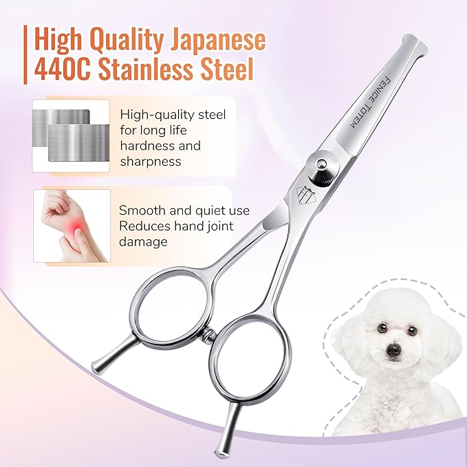 Dog Grooming Scissors: 4.75" Pet Straight Shears Made Of Advanced Stainless Steel Alloy for Trimming Dogs Cats and Other Pets Face and Paws-PurrikoPets