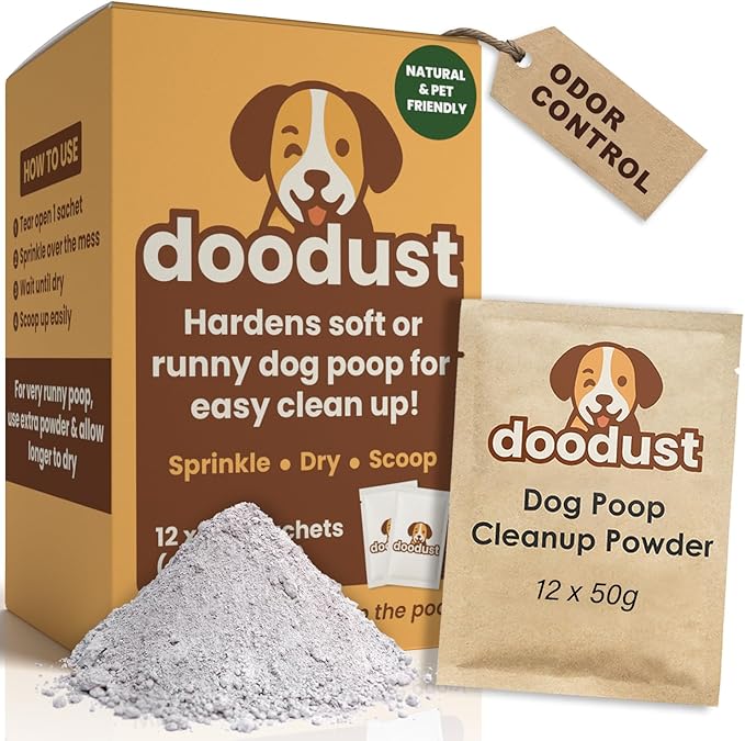 Doodust Dog Poop Clean Up Powder, Poop Hardener & Yard Cleaner, Biodegradable, Pet-Safe, Stops Odor and Makes Pickup Easy-PurrikoPets