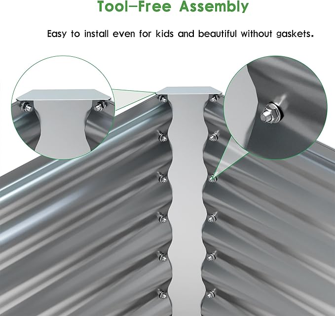 EKX 4x2x2FT Galvanized Raised Garden Bed, Raised Garden Bed Kit-Metal Planter Box Outdoor,Planting for Vegetables, Fruits,Herbs, Flowers-Slive-PurrikoPets