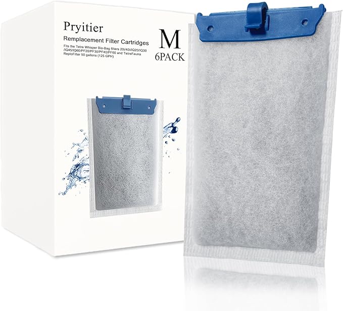 6 Pack Filter Cartridge Compatible with Whisper Bio-Bag Filters 10i/IQ10/PF10, Medium Replacement Filter Cartridges for Aquariums Compatible with ReptoFilte 20 gallons (90 GPH)-PurrikoPets