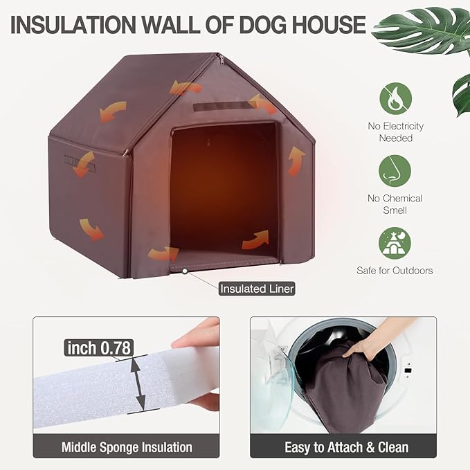 Dog House Outdoor, Weatherproof Wooden Dog Kennel Indoor for Small Medium Large Dogs, 50.87" L Insulated Large Dog Shelter for Winter-PurrikoPets