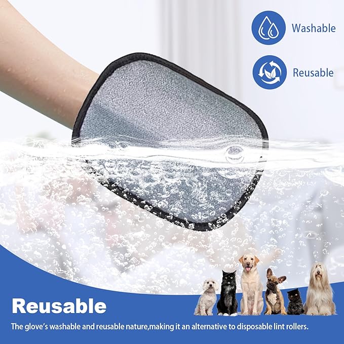 3Pcs Pet Hair Removal Gloves, Reusable Electrostatic Pet Hair Removal Gloves,Upgraded Animal Fur Removal Tool for Cats & Dogs-PurrikoPets