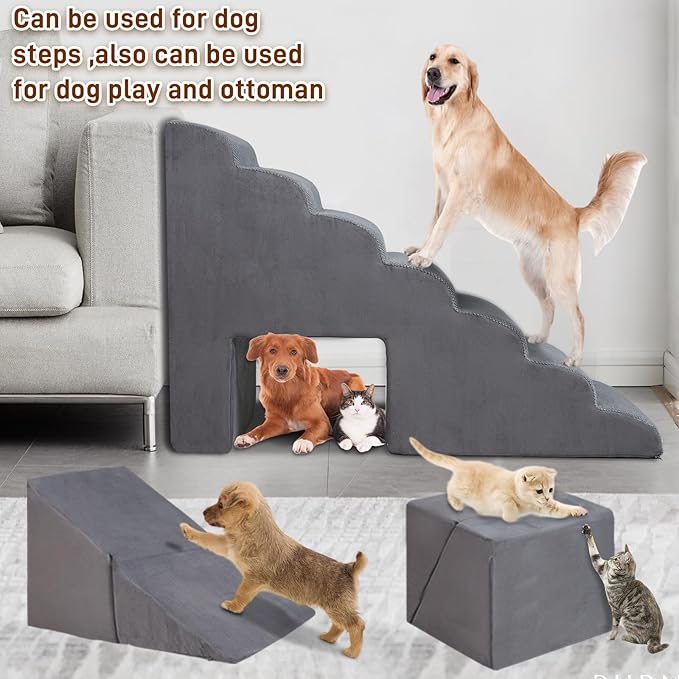 Dog Stairs & Steps for High Beds 30-36 inches High Tall for Large Medium Dogs, LitaiL 30inch 7 Steps Pet Stairs/Steps for High Beds,llDogs, Non-Slip Dog Ramps for Small Dogs and Cats-PurrikoPets