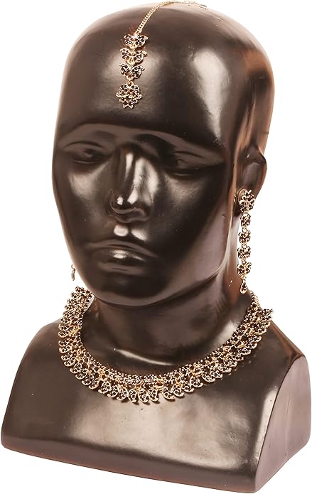 Touchstone Indian wedding jewelry set gold traditional necklaces for women statement rhinestone sets hollywood glamour style crystal stone bridal costume golden necklace