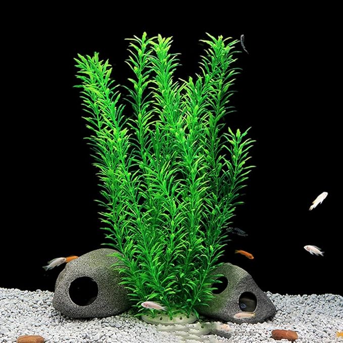 DSkoiph 2 pcs Aquarium Decor Plastic Plants Extra Large 21 Inches Artificial Fish Tank Plants Tall Fish Tank Decorations Artificial Green Water Plants (Green)-PurrikoPets