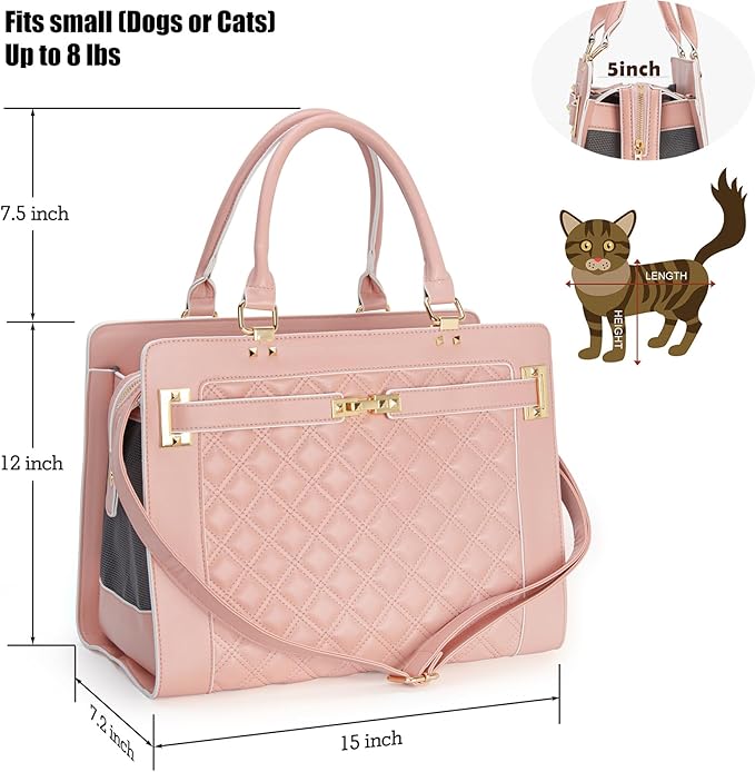 Fashion Pet Carrier Dog Cat Carrier Purse Soft-Sided Leather Handbag Pet Tote Bag for Small Dogs Puppy and Cats TSA Airline Approved-PurrikoPets