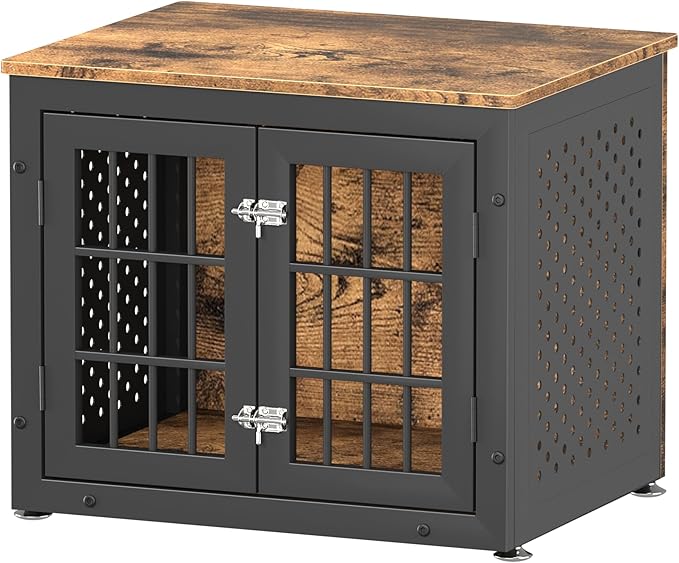 26" Heavy Duty Dog Crate Furniture for Small Dogs, Metal Kennel for High Anxiety Dogs, Chew Proof Pet Cage Indoor, Decorative Dog Kennel End Table-PurrikoPets
