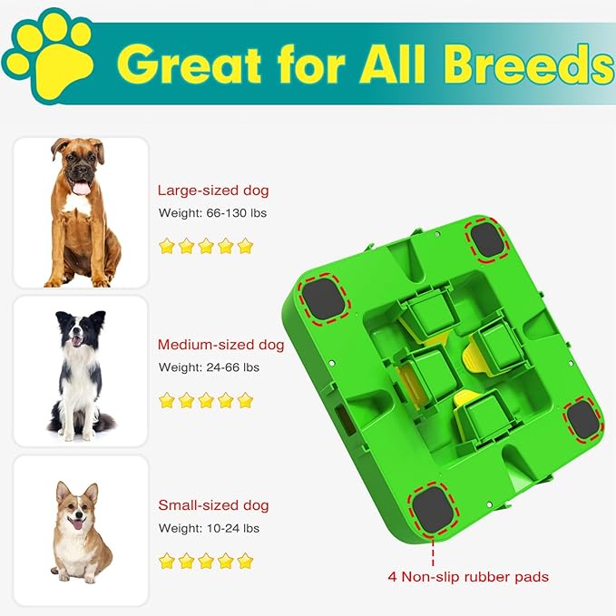 Dog Puzzle Toy Mental Stimulation - Level 3 in 1 Dogs Food Feeder Puzzle, Dog Treat Puzzle Feeder (Advanced-Green Board)-PurrikoPets