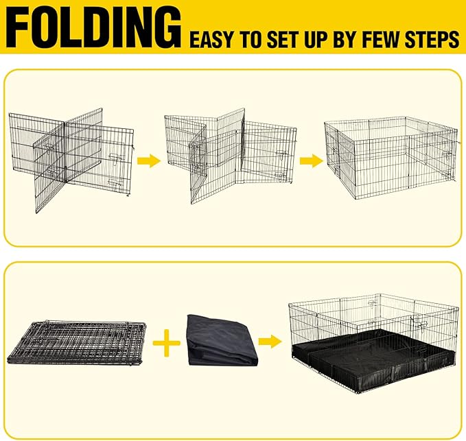 Aivituvin Rabbit Playpen Pet Pen Small Animal Cage with Waterproof Liner - Extension Playpen-PurrikoPets