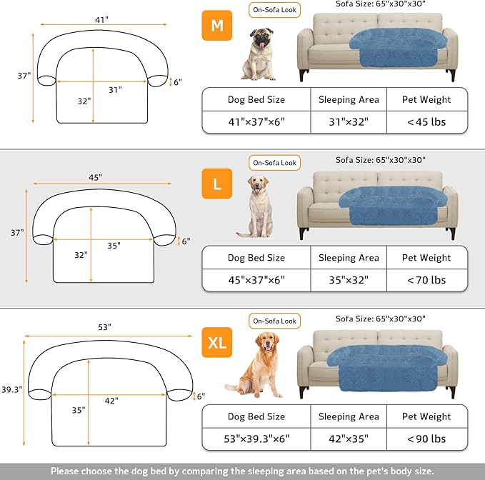 GGIB Calming Dog Bed Fluffy Plush Dog Mat for Furniture Protector with Removable Washable Cover for Large Medium Small Dogs and Cats (Large, Navy)-PurrikoPets