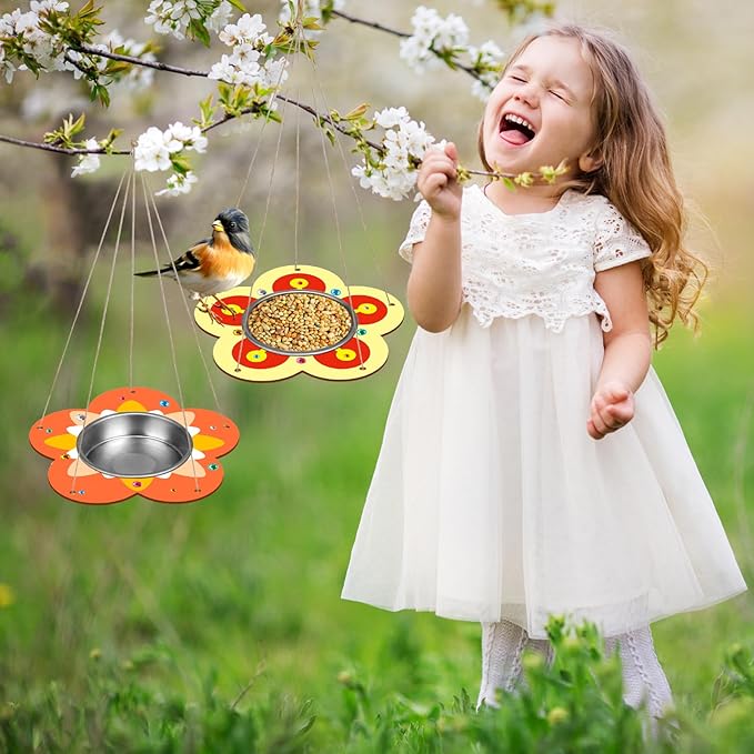 Fennoral 4 Pack Bird Feeder Kits for Kids Make Your Own Bird Feeders Wooden Art and Craft for Girls Boys Ornaments DIY to Paint Craft for Spring Garden Outdoor Decoration Summer Activities Project-PurrikoPets