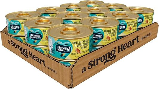 A Strong Heart Canned Wet Cat Food, Grilled Chicken Flavor in Gravy - 3 oz Cans (Pack of 24), Made in The USA with Pieces of Real Grilled Chicken-PurrikoPets