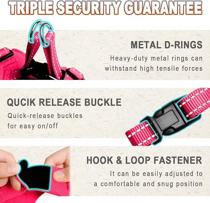 Dog Harness Step in Dog Vest Harness, Reflective Adjustable Puppy No Pull Harness Breathable Soft for Small and Medium Dogs Cats, Pink, XS-PurrikoPets