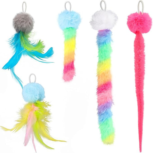 5 Pack Cat Toy Replaceable Feathers for Interactive Cat Toys with Remote Control, Cat Feather Toys Attachments for Indoor Cats Exercise and Play (Not Include Cat Toy, Only Accessories)-PurrikoPets