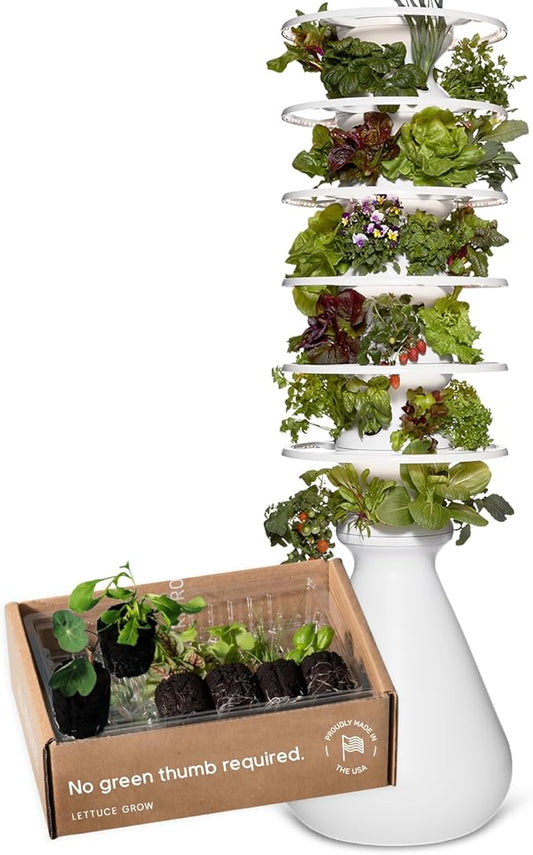 Farmstand Starter Kit with Glow Rings and 36 Seedling Credits | Large Hydroponic Growing System Kit | Vertical Garden Planter Tower | 6ft 7in Tall-PurrikoPets