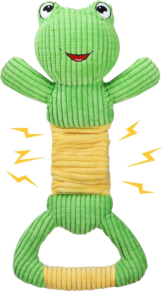 Dog Squeak Toys Durable Plush Dog Toy with Crinkle Paper, Tug of War Pull Toys for Puppies, Interactive Dog Chew Toys for Small, Medium and Large Dogs-PurrikoPets