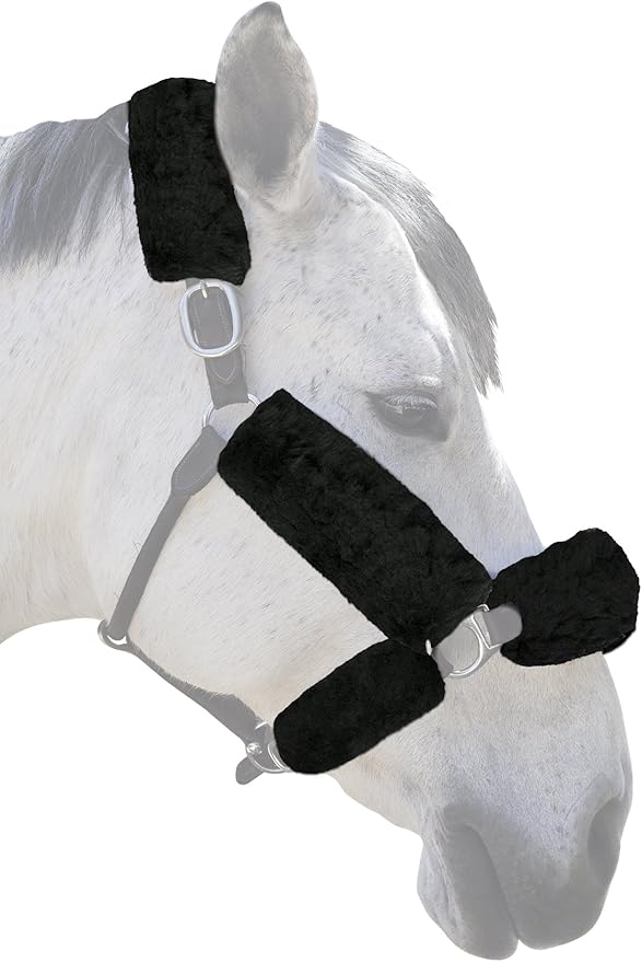 ECP Equine Comfort Products Merino Sheepskin Halter Fleece Set for Horses, 100% Natural Wool, Chafe Protection, Breathable Relief & Cushioned Comfort, Machine Washable, 6-Piece Set-PurrikoPets