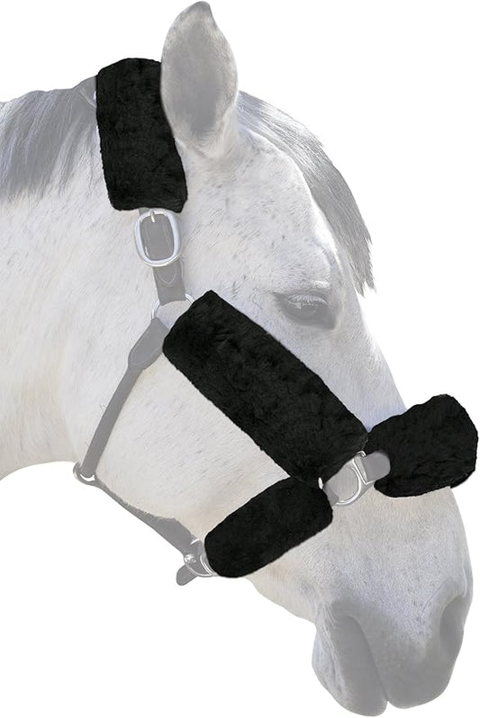 ECP Equine Comfort Products Merino Sheepskin Halter Fleece Set for Horses, 100% Natural Wool, Chafe Protection, Breathable Relief & Cushioned Comfort, Machine Washable, 6-Piece Set-PurrikoPets