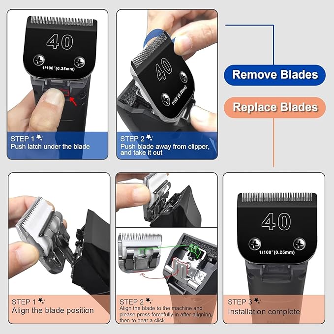 7F Blades Dog Grooming Blades Compatible with Andis/Oster A5/Wahl KM-10 Series Dog Clippers,Detachable Clipper Replacement Blade,Black (7FC/3PCS)-PurrikoPets