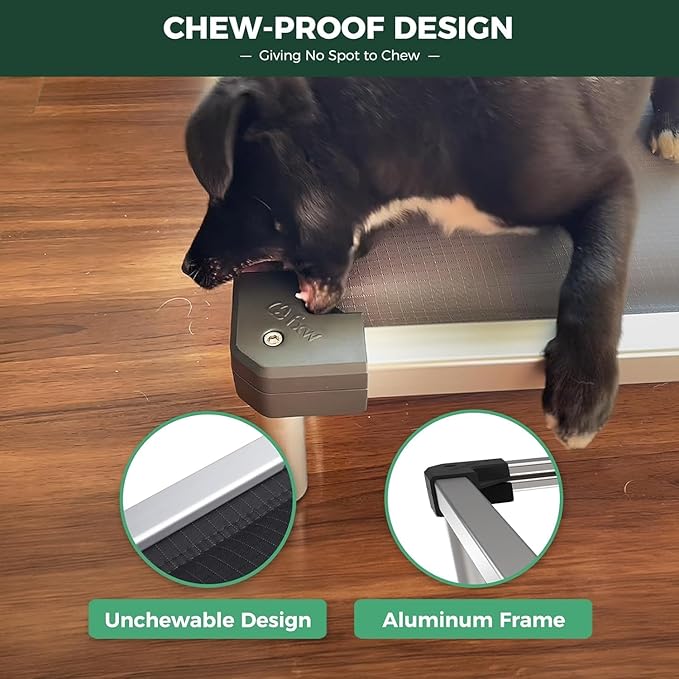 FXW TitanNest Chew-Proof Elevated Dog Bed, Raised Cot for Indoor/Outdoor/Camping Use, Durable & Washable Padded Pet Bed for Medium Dogs, 41.0" L x 27.0" W x 5.0" H, Gray-PurrikoPets