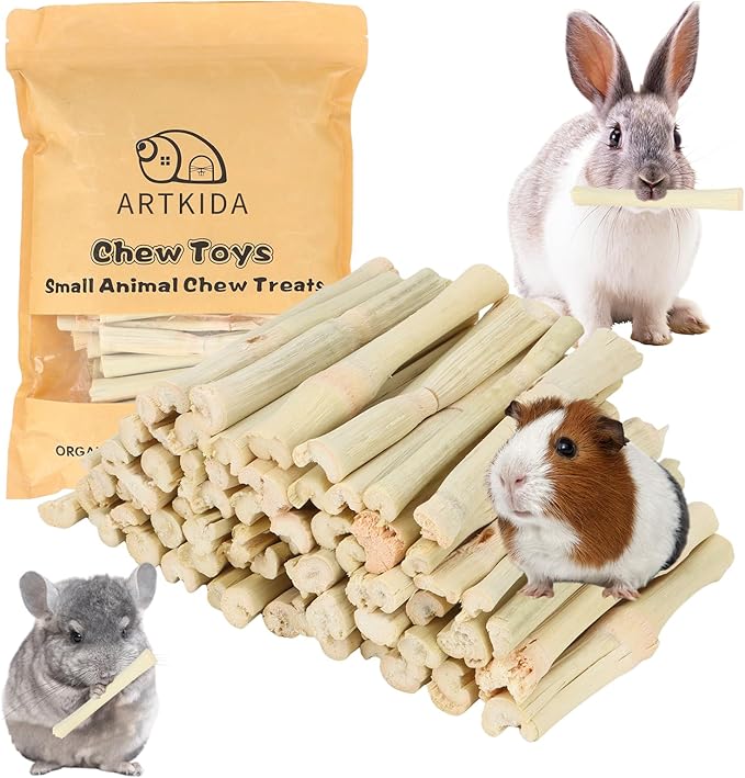 2.7lb Sweet Bamboo Sticks for Rabbits Chew Sticks Toys Guinea Pig Hamster Chinchilla Molar Treats Snacks, Natural Teeth Grinding Toys-PurrikoPets