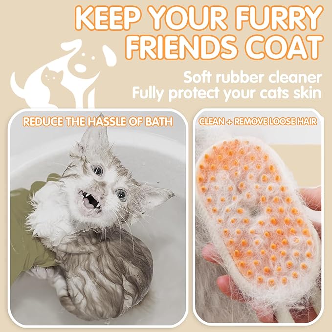 4 in 1 Cat Steam Brush for Shedding, Rechargeable Steam Cat Brush With Rotating Handle, for Massaging and Cleaning Shedding Pet Hair, for Cats Dogs (White)-PurrikoPets