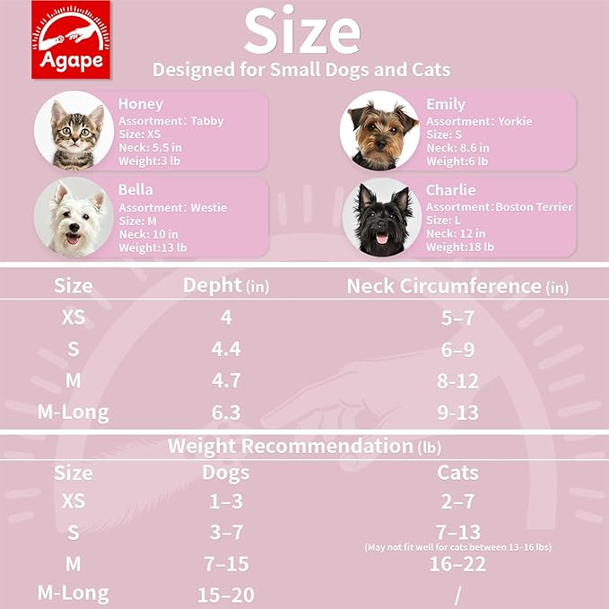 Agape Soft Dog Cone for Small Dogs & Cats, Comfy Dogs Recovery Collar After Surgery, Adjustable E Collar Alternative to Stop Licking, Protective Elizabethan Cones for Pup&Kitty, Comfortable Dog Cones-PurrikoPets