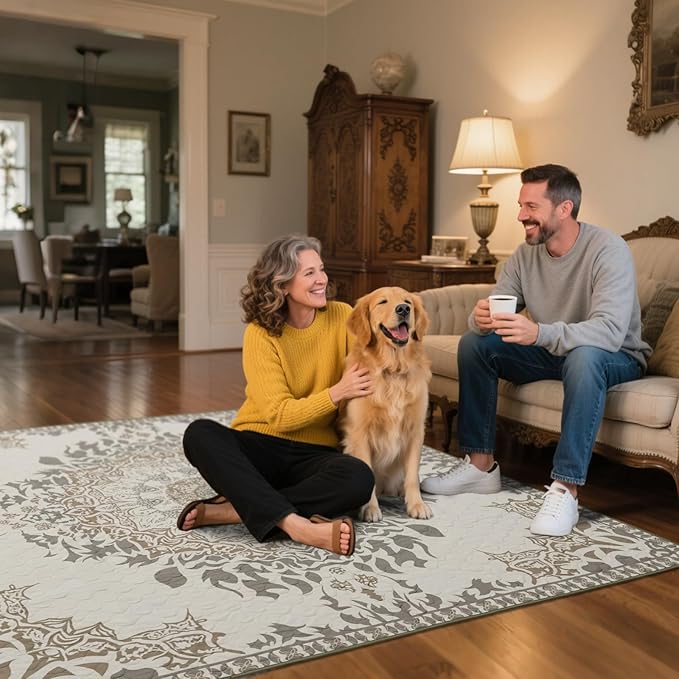 FXW Washable Pee Pads for Dogs, Puppy Pads with Super Absorbent, Specifically Designed for 42inch Cages, 41" × 27" Rectangle, Boho, 2 Packs-PurrikoPets