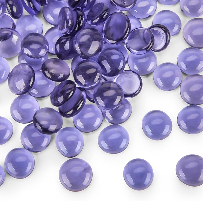 FUTUREPLUSX 1LB Purple Flat Glass Marbles, Purple Vase Filler, Glass Pebbles, Aquarium Rocks Fish Tank Beads for DIY Crafts Table Scatter Decor-PurrikoPets