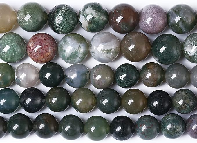 60-65pcs 6mm Natural Indian Agate Gemstone Beads Smooth Round Loose Spacer Beads for Jewelry Making DIY Bracelet Necklace 15" Strand
