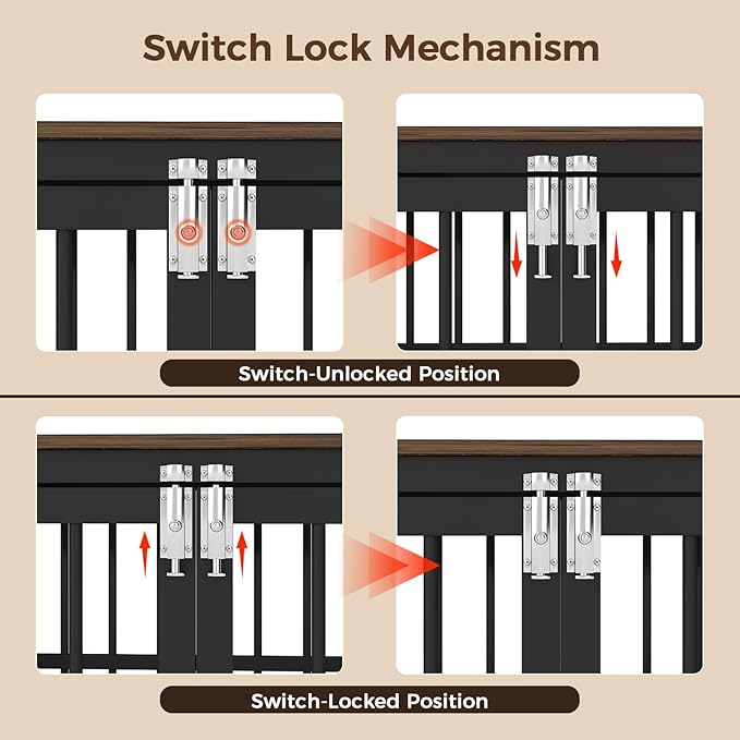 32 Inch Heavy Duty Wooden Dog Kennel End Table with Double Door Design and Secure Locks, Indoor Pet Crate Furniture for Medium Dogs, Decorative Home Cage Design,Aged Black-PurrikoPets