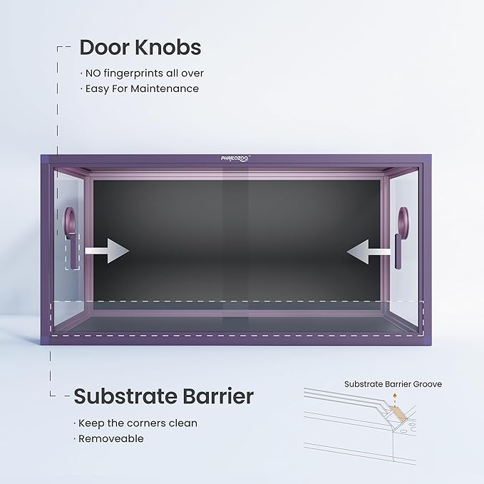 50 Gallon Bearded Dragon Tank, Reptile Enclosure for Easy Maintenance, Front Opening Reptile Tank with Top Screen Ventilation & Glass Sliding Door 36''x18''x18''-PurrikoPets
