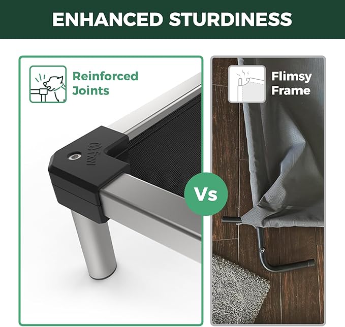 FXW TitanNest Chew-Proof Elevated Dog Bed, Raised Cot for Indoor/Outdoor/Camping Use, Durable & Waterproof Cooling Pet Bed for Extra Large Dogs, 56.0" L x 31.0" W x 7.3" H, Black-PurrikoPets