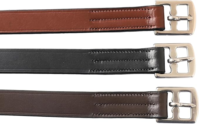 Exion Pre-Stretched Leather Stirrup Leathers for English Saddles | Premium Vegetable-Tanned Non-Stretch Stirrups for Jumping, Dressage & Schooling | 18-Hole Numbered Adjustment & SS Buckles-PurrikoPets