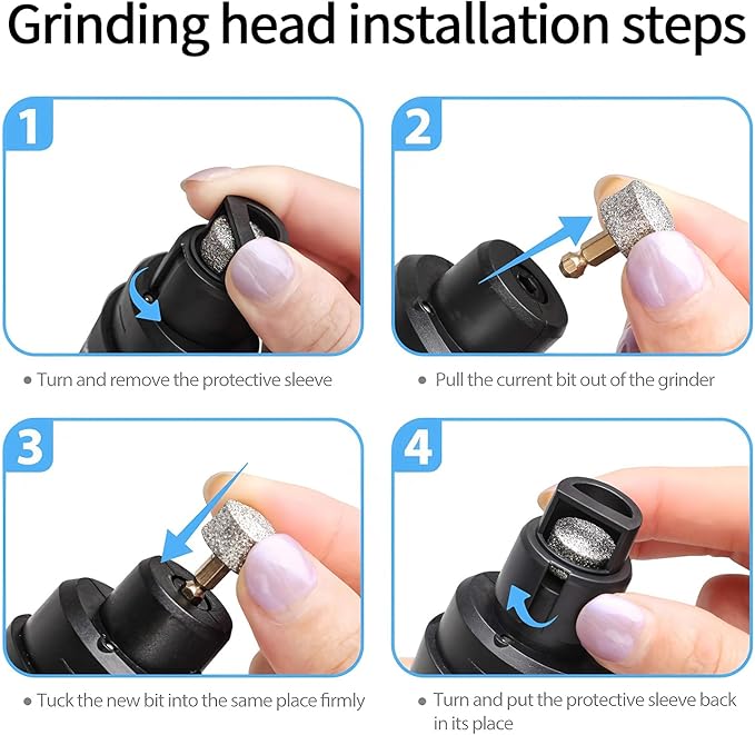 Electric Dog Nail Grinder - USB Rechargeable Electric Nail Trimmer with 3 Diamond Grinding Heads for Small to Large Dogs & Cats-PurrikoPets