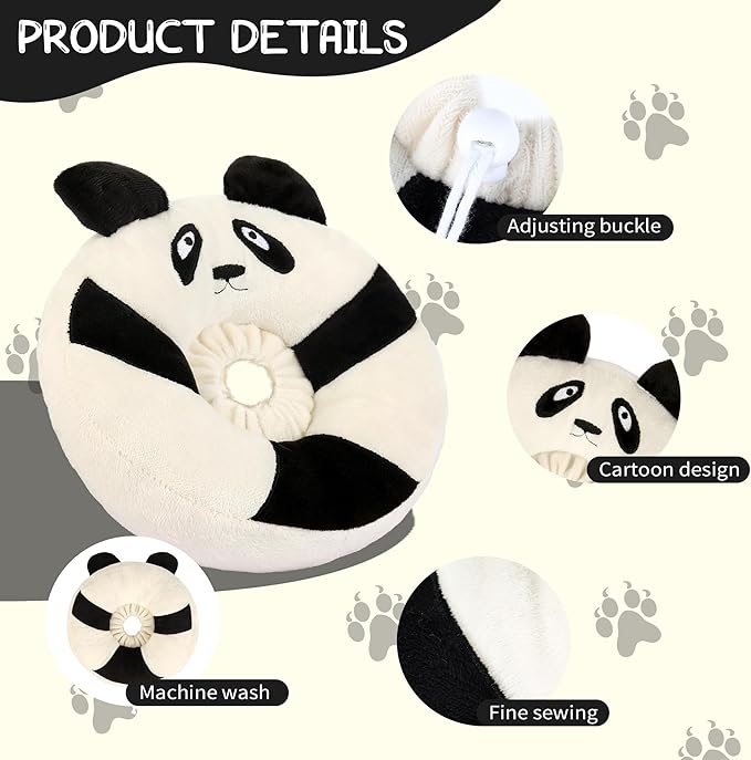 Adjustable Cat Collar Soft to Stop Licking After Surgery for Kitten, Alternative to Cone of Shame, Donut Cone for Cats, Pet Elizabethan Collar (Panda, Medium)-PurrikoPets
