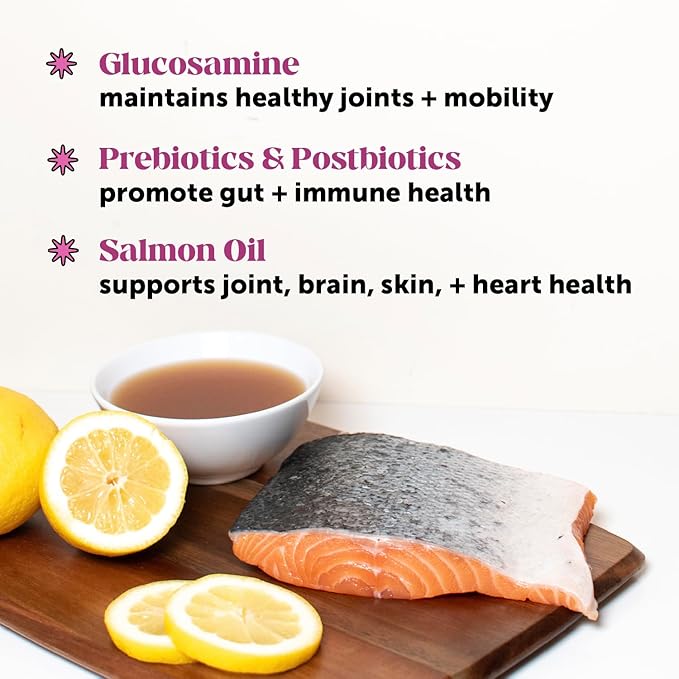 Dog Multivitamin Supplement with Salmon Oil for Dogs - Allergy Itch Relief, Digestion, Skin & Coat Health, Liquid Supplement - Dog Food Topper Bone Broth with Prebiotics (12 oz)-PurrikoPets