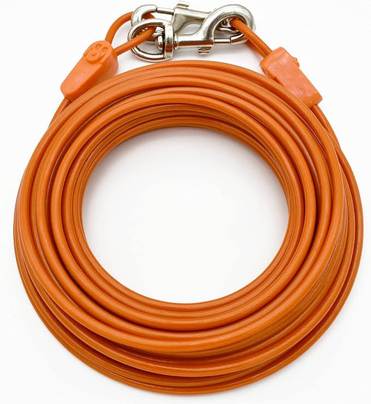 60FT Tie-Out Cables for Dogs - Strong, Safe, and Durable Dog Tie-Outs for Every Breed up to 250 Pounds - Weather and Wear Resistant Galvanized Aircraft Cable for Outside Use-PurrikoPets