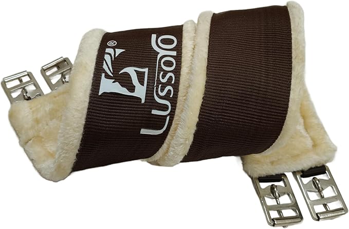 English Girth for Horse English Girth with Fleece Lightweight Horse Girth for English Saddle Size 42 (Brown)-PurrikoPets