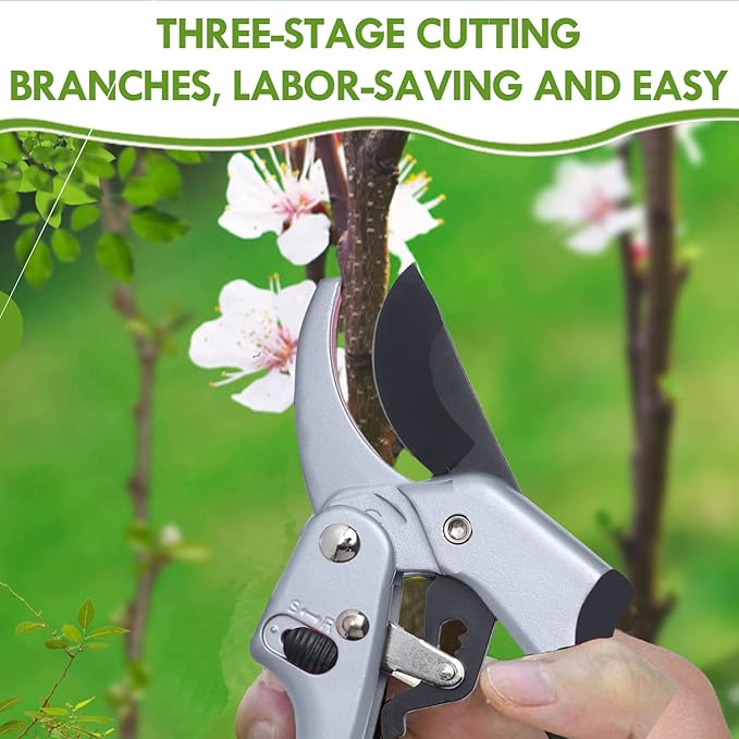 Garden clippers, premium Germany pruners, Work 3 times easier, professional ratchet pruning shears, cutting rose, flower, hedge, stem, tree, Sharp gardening scissors, Arthritis weak hand snips-PurrikoPets