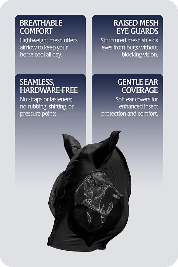 Equinavia Bug Out Fly Mask | Against Flies, Insects, UV Rays - Black - Cob-PurrikoPets