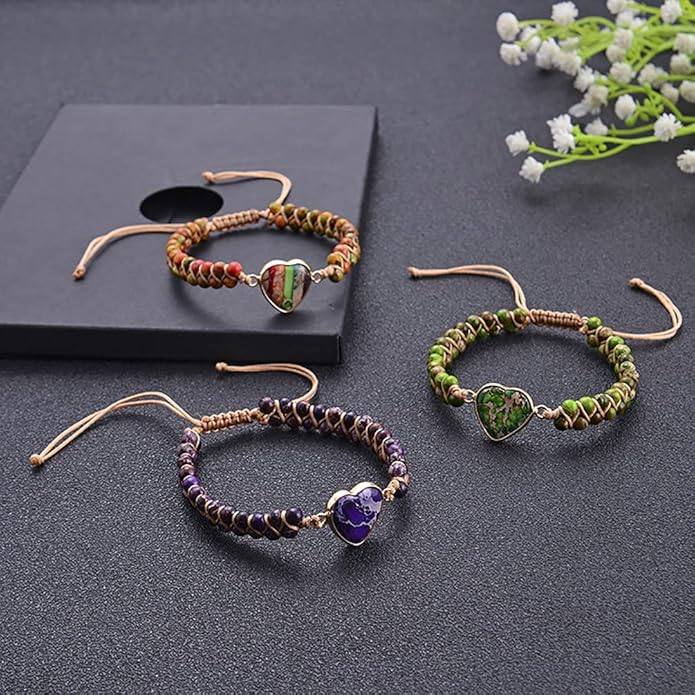 ZOSOJONA Women Handmade Boho Wrap Bracelets Natural Stone Variety Beads Strand Bracelet