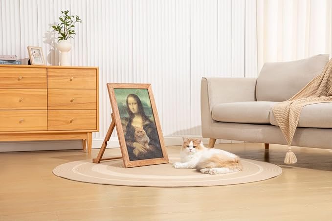 Adjustable Wooden Frame with Stand (Frame ONLY) - Perfect Pairing for Furrther Scratching Mat - Frame Dimensions: 23.6"X15" - Supported Inclinations: 30°, 70°, 180°-PurrikoPets