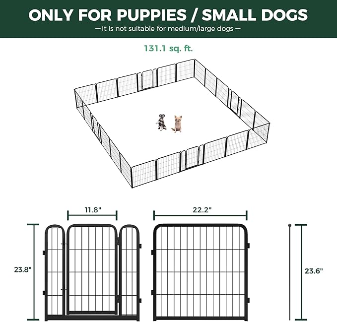 FXW Homeplus Unleashed Indoor Dog Playpen - Stress-Free and Safe Play, Heavy Duty 24 Inch 24 Wire Panels Dog Pen for Puppy and Small Dogs, Black│Patented-PurrikoPets