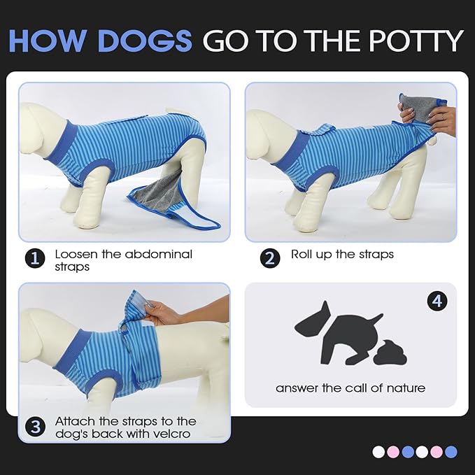 FUAMEY Recovery Suit for Dogs After Surgery,Soft Breathable Dog Bodysuit E-Collar & Cone Alternative Surgical Suit,Male Female Dog Neuter Spay Suits Anti Licking Wounds Onesie Navy Blue Strips XS-PurrikoPets