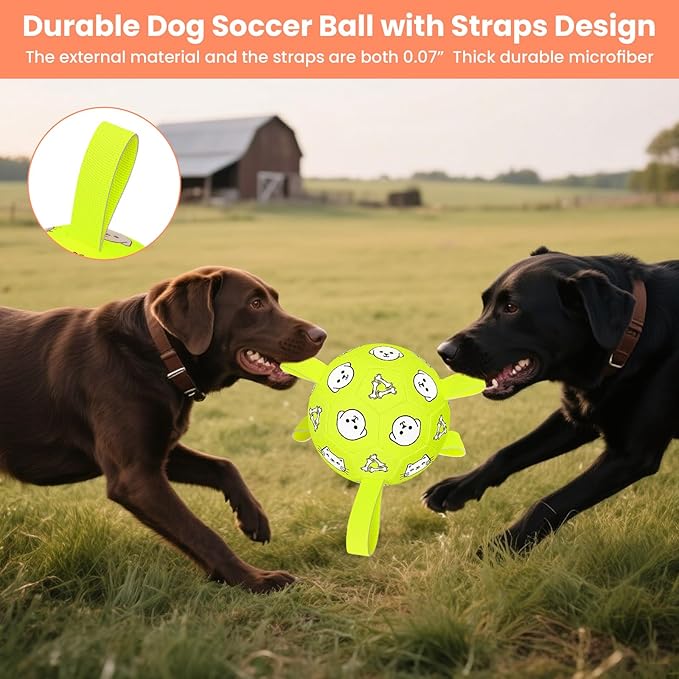 Dog Toys, Durable Dog Soccer Ball with Straps, Interactive Dog Toys, Water Fetch Ball for Tug of War, Puppy Toys for Indoor/Outdoor – Fun Dog Birthday Gift for Small & Medium Dogs, 6 Inch-PurrikoPets